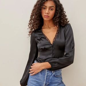 Reformation Rosen Silk Lace Blouse size 2